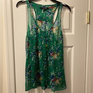 Pretty green floral sheer blouse by Forever 21.